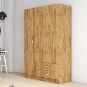 3 Kapılı İki Çekmeceli Geniş Gardrop Çam - GRD0502 - 4