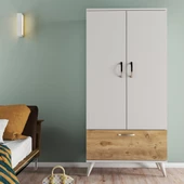 Nova 2 Kapılı Gardırop Beyaz-Çam - GRD0203 - 2