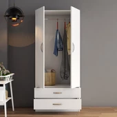 2 Kapılı İki Çekmeceli Geniş Gardrop Beyaz - GRD0401 - 3