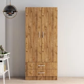 2 Kapılı İki Çekmeceli Geniş Gardrop Çam - GRD0402 - 2