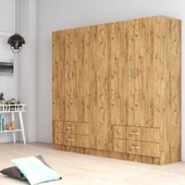 5 Kapılı Dört Çekmeceli Geniş Gardrop Çam- GRD0702 - 1