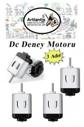 Deney Motoru 3 Volt 3 Adet 3v - 6 v Dc Yüksek Devir Dinamo Motoru Okul Hobi Mini Motor 2 Adet Pille Çalışır - 1