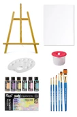 Mastermix Akrilik Boya Seti 60 cc 6 Pastel Renk Masaüstü Şövale Seti Tuval Seti 35x50 Boyama Seti - 1
