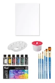 Mastermix Akrilik Boya Seti 60 cc 6 Ana Renk Tuval Seti 25x35 Tuval Boyama Seti - 1
