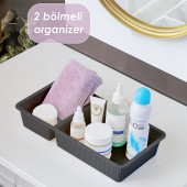 Porsima WH-72 Antrasit 2 Bölmeli Düzenleyici Çekmece Dolap İçin Çok Amaçlı Plastik Organizer - 2