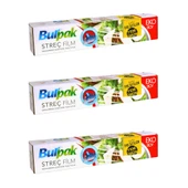 Burpak Sarı Şeffaf Mutfak Rulo Streç Film Folyo - 45 Cm. x 166 Metre - 9 Mikron - Gıdaya Uygun - 3 Paket thumbnail 1