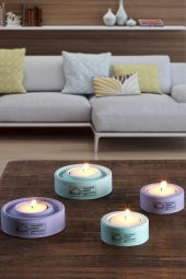 Holder | 4Lü Set Mumluk | Tea Light Mumluk Seti | Lila-Yeşil - 1