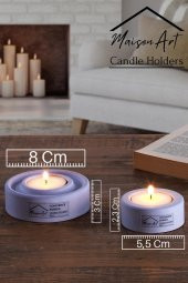 Holder | 4Lü Set Mumluk | Tea Light Mumluk Seti | Lila-Yeşil - 2