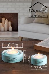 Holder | 4Lü Set Mumluk | Tea Light Mumluk Seti | Lila-Yeşil - 3