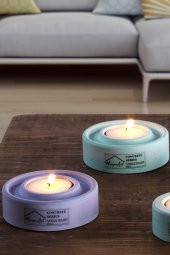 Holder | 4Lü Set Mumluk | Tea Light Mumluk Seti | Lila-Yeşil - 4