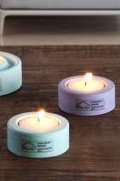 Holder | 4Lü Set Mumluk | Tea Light Mumluk Seti | Lila-Yeşil - 5