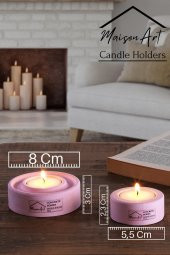 Holder | 4Lü Set Mumluk | Tea Light Mumluk Seti | Pembe-Mavi - 3