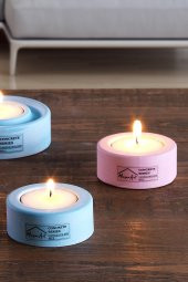 Holder | 4Lü Set Mumluk | Tea Light Mumluk Seti | Pembe-Mavi - 5