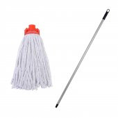 Titiz İspanyola Islak Yedek Mop Takımı - Beyaz Cotton Mop + Metal Vidalı Sap - 1 Adet - 1