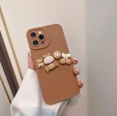 Iphone 13 Pro Max Uyumlu Silikon Sevimli Ayıcıklı Kılıf Kahverengi - 1