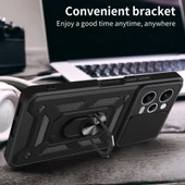 Gpack Xiaomi Redmi Note 12 5G Kılıf Sert Silikon Tank Aramid Sürgülü Vega Yüzüklü - 4