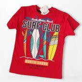 Surf Club Yazı Desenli Kırmızı Renk Şortlu Takım - 2