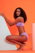 Lila Fitilli Straplez Tek Üst Bikini thumbnail 2