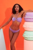 Lila Fitilli Straplez Tek Üst Bikini thumbnail 1
