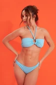 Mavi Fitilli Straplez Tek Üst Bikini thumbnail 1