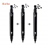 Çift Uçlu Eyeliner  İki Yıldız + Kalp  Desenli 3Lü Mega Set - 1