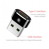 Baseus Type-c den USB ye Çevirici Dönüştürücü Adaptör Siyah thumbnail 1