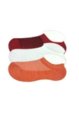 3 Adet Çocuk Sneaker Patik Çorap Bordo Beyaz Turuncu - 1