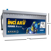 İnci Formul A Heavy Duty 12 V 135 Ah 950 A(EN) Akü - 2