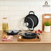 Amboss Kuvars Cam Kapaklı 6 Parça Döküm Sahan Seti thumbnail 1