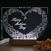 Veraart Kalpli Happy Mothers Day Işıklı Pleksi Kişiye Özel Gece Lambası Anneler Günü Hediyesi 1. Desen - 3