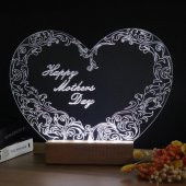 Veraart Kalpli Happy Mothers Day Işıklı Pleksi Kişiye Özel Gece Lambası Anneler Günü Hediyesi 1. Desen - 4