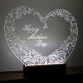 Veraart Kalpli Happy Mothers Day Işıklı Pleksi Kişiye Özel Gece Lambası Anneler Günü Hediyesi 1. Desen - 7