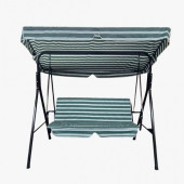 met35 3 Kişilik Sabit Salıncak - Gölgelikli Bahçe Balkon Teras Salıncağı - Yeşil Beyaz Çizgili - 2