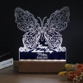 Veraart Kelebek Desenli Happy Mothers Day Işıklı Pleksi Kişiye Özel Gece Lambası Anneler Günü Hediyesi - 2