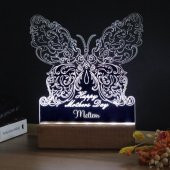 Veraart Kelebek Desenli Happy Mothers Day Işıklı Pleksi Kişiye Özel Gece Lambası Anneler Günü Hediyesi - 3