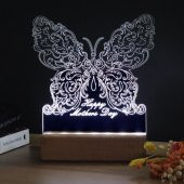 Veraart Kelebek Desenli Happy Mothers Day Işıklı Pleksi Kişiye Özel Gece Lambası Anneler Günü Hediyesi - 5