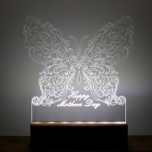 Veraart Kelebek Desenli Happy Mothers Day Işıklı Pleksi Kişiye Özel Gece Lambası Anneler Günü Hediyesi - 7