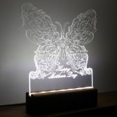 Veraart Kelebek Desenli Happy Mothers Day Işıklı Pleksi Kişiye Özel Gece Lambası Anneler Günü Hediyesi - 9