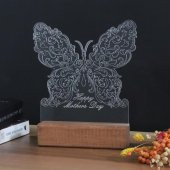 Veraart Kelebek Desenli Happy Mothers Day Işıklı Pleksi Kişiye Özel Gece Lambası Anneler Günü Hediyesi - 11