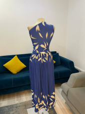 Kadın Pencere Detaylı Dijital Baskılı Maxi Boy Yırtmaçlı Elbise - 6