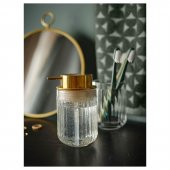 Gold Başlıklı Sıvı Sabunluk MeridyenDukkan Cam-Altın Rengi 350 ml - 5