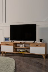 Story 160x34 Kapaklı Tv Sehpası - Sarı Meşe - 1
