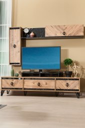 Avrupa 186x43 Üst Raflı TV Ünitesi - Atlantik Çam - 1
