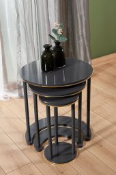 Bella Üçlü Zigon Sehpa Salon Takım - Lacivert - 2