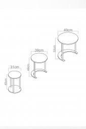 Bella Üçlü Zigon Sehpa Salon Takım - Lacivert - 3