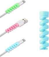 8 ADET Apple, Android Şaj Kablosu Koruyucu Silikon Spiral Yay Aparat Şarj Kablo Koruyucu - 2