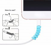 8 ADET Apple, Android Şaj Kablosu Koruyucu Silikon Spiral Yay Aparat Şarj Kablo Koruyucu - 4