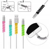 8 ADET Apple, Android Şaj Kablosu Koruyucu Silikon Spiral Yay Aparat Şarj Kablo Koruyucu - 5