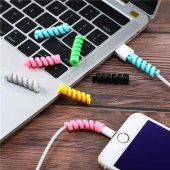 8 ADET Apple, Android Şaj Kablosu Koruyucu Silikon Spiral Yay Aparat Şarj Kablo Koruyucu - 6