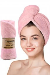 Mikrofiber Saç Havlusu Plaj Deniz Havuz Bonesi Banyo Saç Kurutma Baş Havlusu Pembe - 1